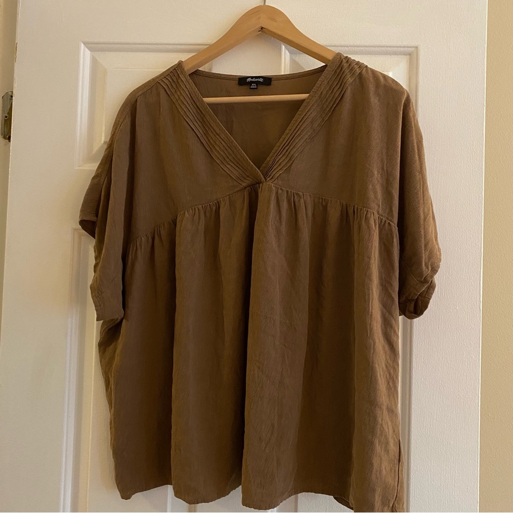 Madewell Flowy Boho Short Sleeve Top | XXL | Brown